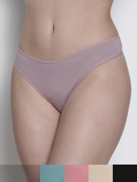 

DeFacto Women Blue & Black Solid Pack Of 5 Hipster Briefs V2736AZ
