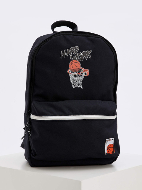 

DeFacto Men Black & Orange Graphic Print Backpack 18 L