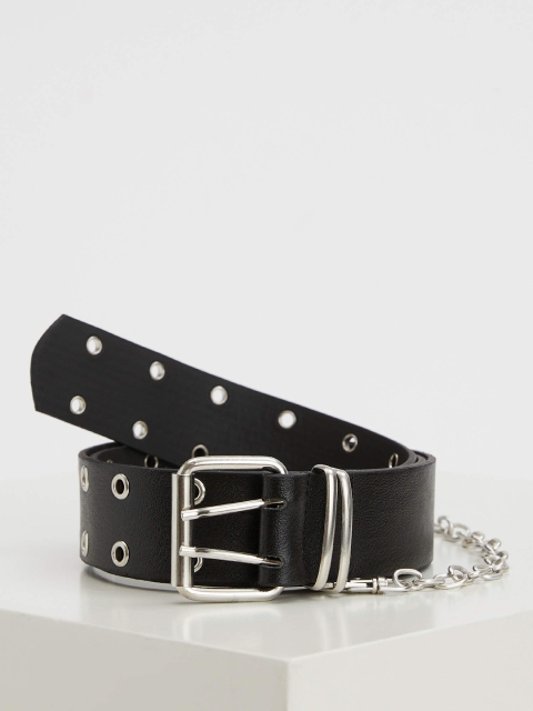 

DeFacto Women Black PU Chain Detail Belt