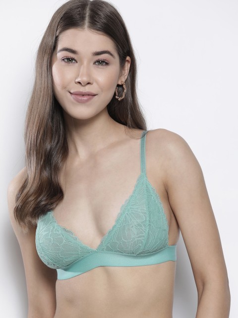 

DeFacto Sea Green Lace Floral Bra