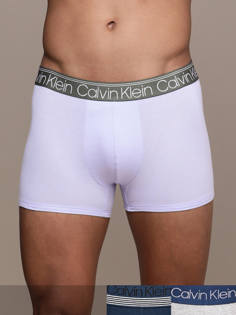 

Calvin Klein Underwear Men Pack of 3 Solid Trunks - NB27291QY, Navy blue