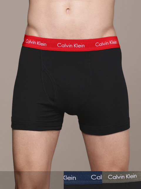

Calvin Klein Underwear Men Pack of 3 Solid Trunks NB26151SX, Black