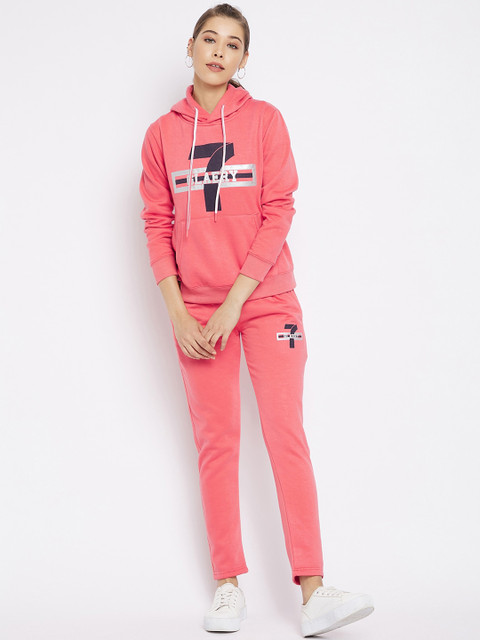 

FirstKrush Women Pink Graphic Printed Cotton Tracksuits