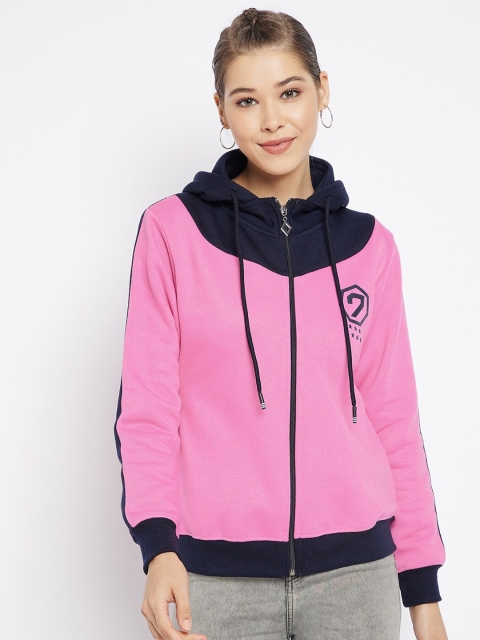 

FirstKrush Women Pink Colourblocked Hooded Sweatshirt