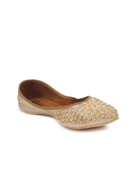 

The Desi Dulhan Women Gold-Toned Ethnic Embellished Mojaris Flats