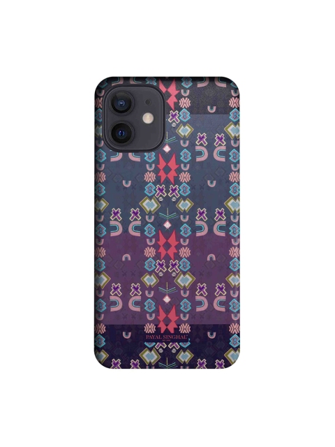 

Macmerise Purple & White Ikat Printed iPhone 12 Back Case