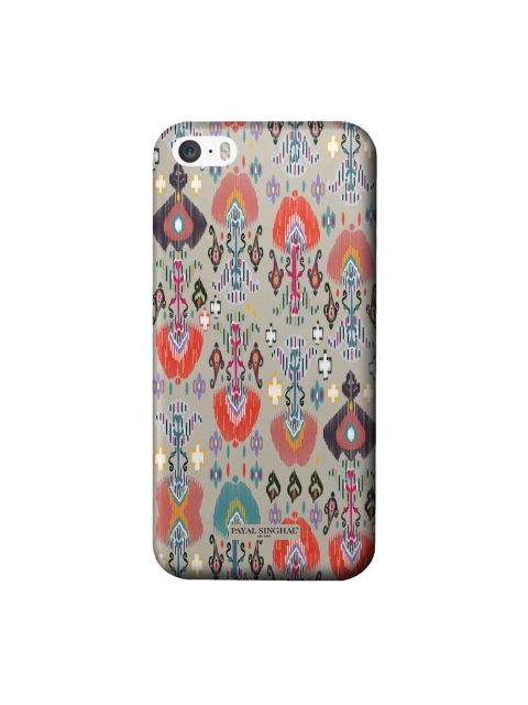 

macmerise Grey & Orange Printed iPhone SE Back Case