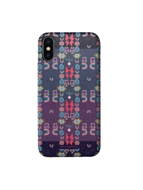 

macmerise Purple & Navy Blue Ikat Star iPhone Xs Back Case