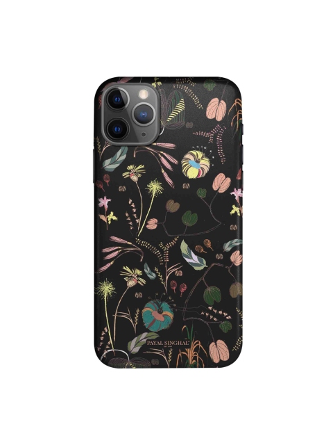 

macmerise Black & Green Floral Printed iPhone 11 Pro Back Case