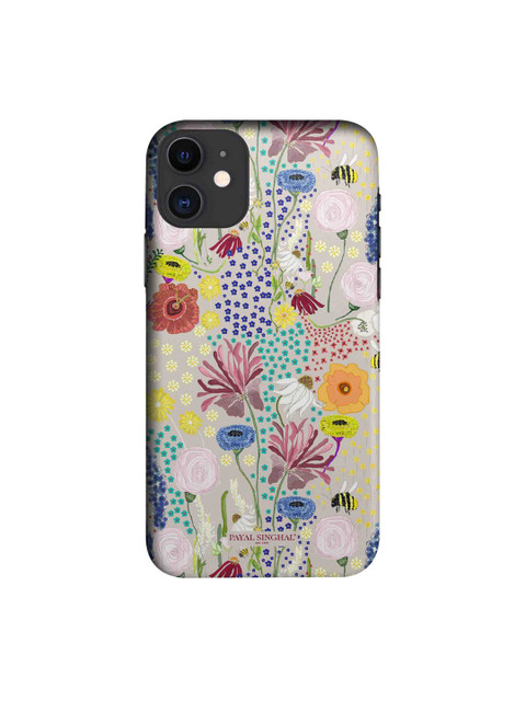 

macmerise White & Blue Bee Garden Stone iPhone 11 Sleek Back Case