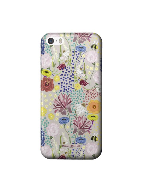 

macmerise White & Green Bee Garden Stone iPhone SE Back Case