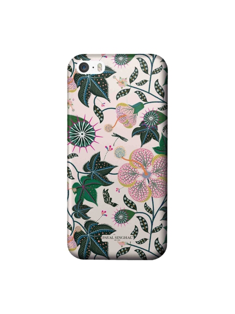 

macmerise White & Pink Floral Printed iPhone SE Back Case