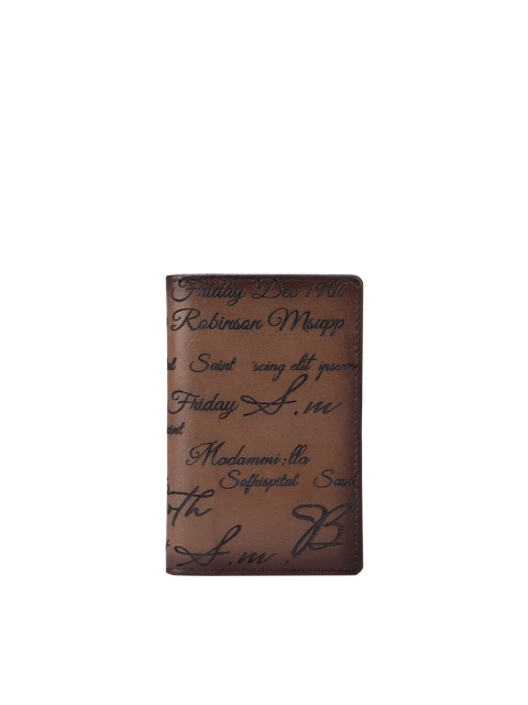 

Da Milano Men Brown & Black Typography Printed Leather Card Holder