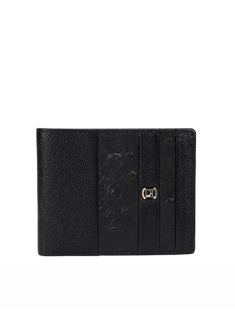 

Da Milano Men Black Textured Leather Two Fold Wallet