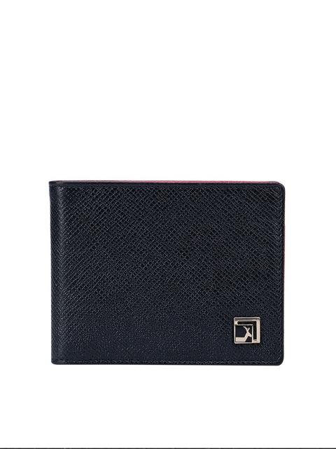 

Da Milano Men Black & Red Textured Leather Two Fold Wallet