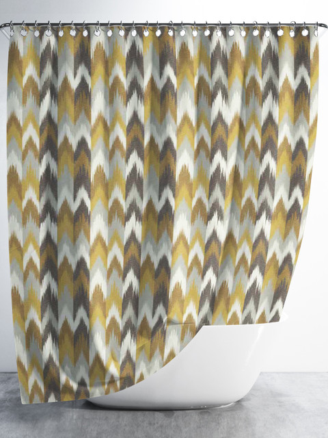 

Aura Mustard Yellow & Grey Printed Shower Curtain