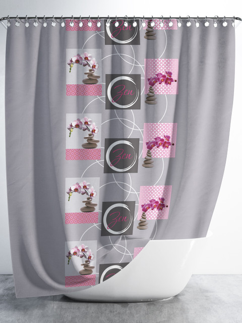 

Aura Grey & Pink Printed Shower Curtain