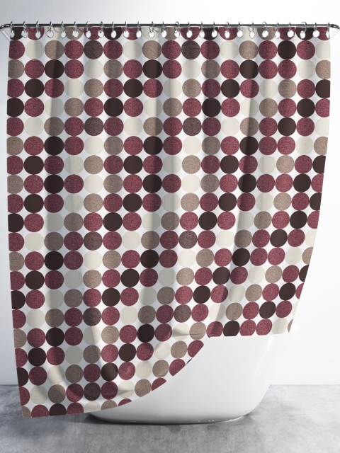

Aura Off-White & Maroon Printed Shower Curtain