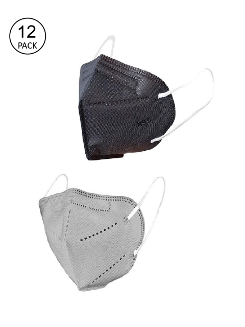 

OOMPH Unisex Pack Of 12 5-Ply Reusable Anti-Pollution KN95 Face Masks, Black