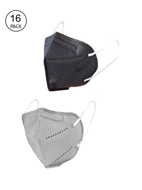 

OOMPH Unisex Pack Of 16 5-Ply Reusable Anti-Pollution KN95 Face Masks, Black