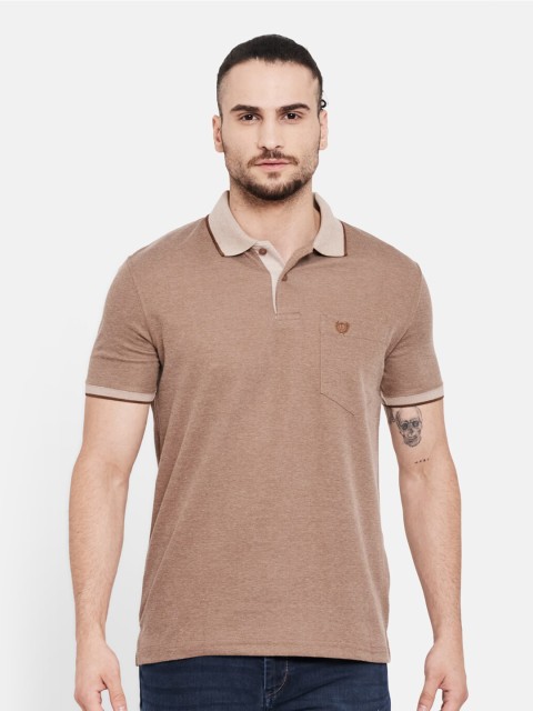 

Duke Men Brown Polo Collar Pockets T-shirt