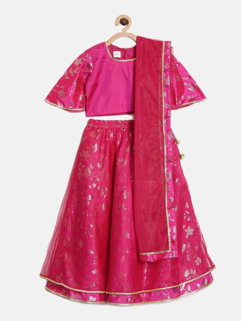 

Aomi Girls Pink Printed Ready to Wear Lehenga Choli