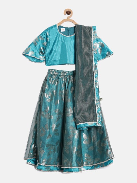 

Aomi Girls Blue Printed Ready to Wear Lehenga Choli
