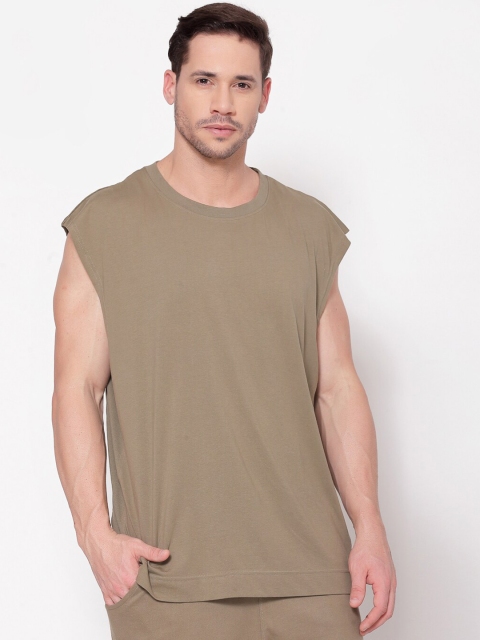 

I Am Animal Men Green Organic Cotton Loose Fit Mesh Tank T-Shirt