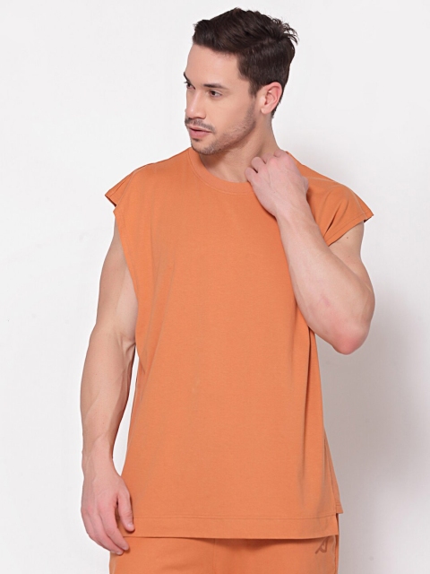 

I Am Animal Men Orange Organic Cotton Loose Fit Mesh Tank T-Shirt