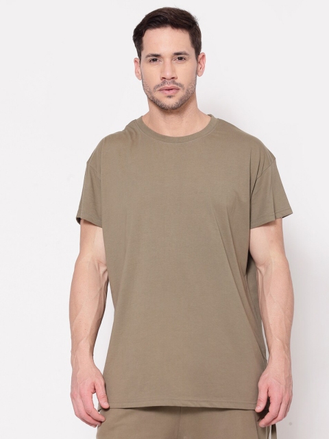 

I Am Animal Men Green Organic Cotton Loose Fit T-Shirt with Vertical Print at Center Back
