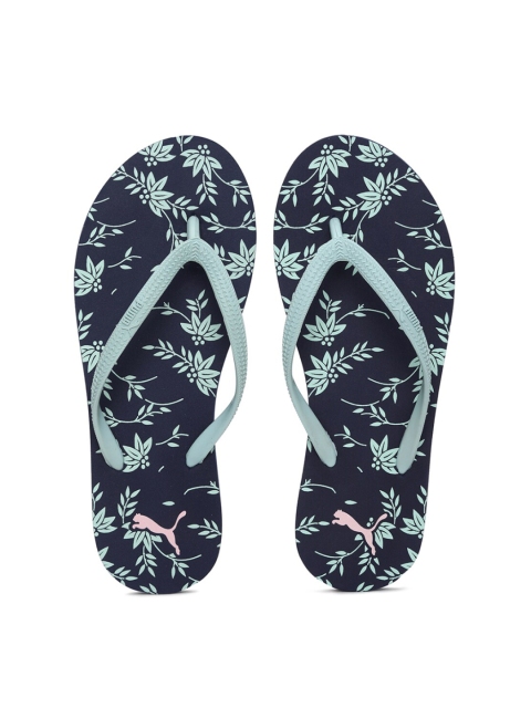 

Puma Women Navy Blue & Green Floral Printed Thong Flip-Flops