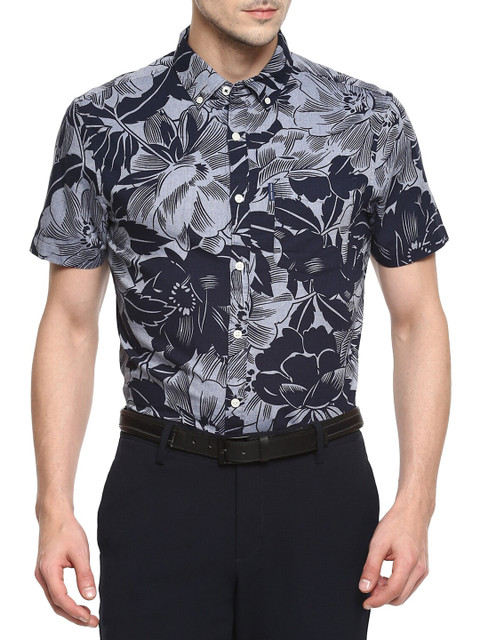 

Original Penguin Men Navy Blue Printed Cotton Casual Shirt