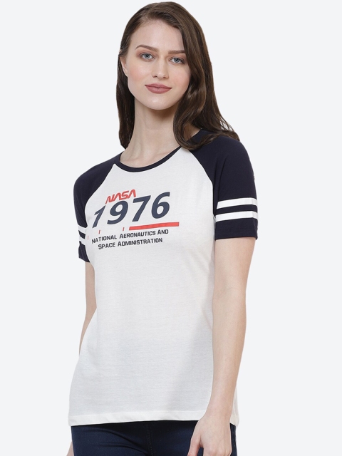 

Free Authority Nasa Featured Women White Typography Printed T-shirt