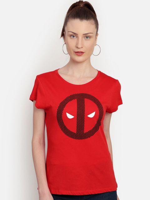 

Free Authority Deadpool Featured Women Red Printed T-shirt