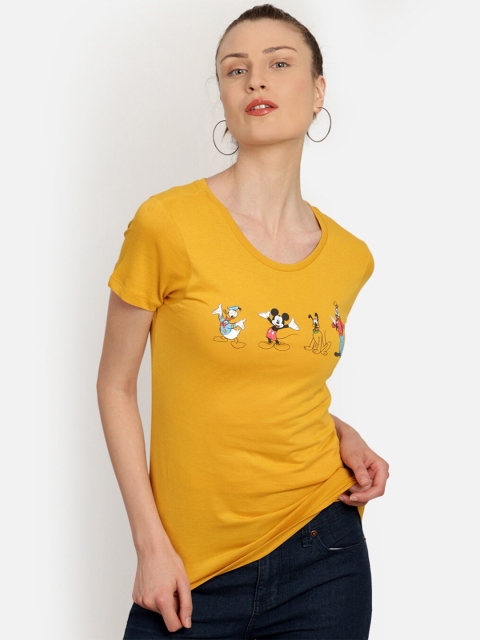 

Free Authority Mickey & Friends Featured Women Yellow Typography Printed T-shirt