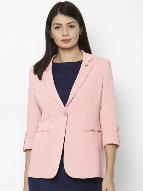 

Allen Solly Woman Women Pink Solid Single-Breasted Regular-Fit Formal Blazer