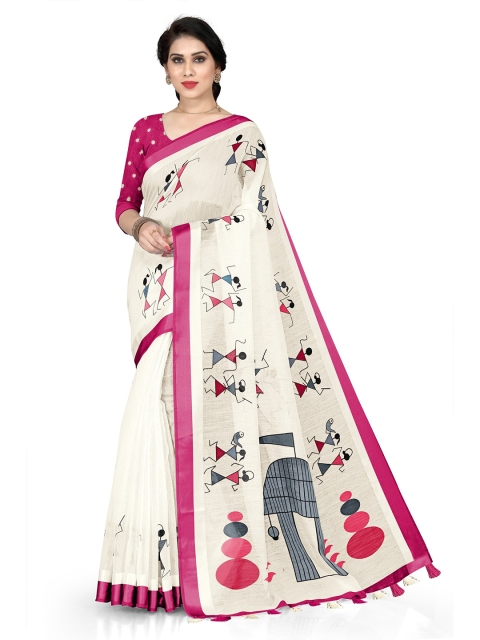 

KALINI White & Grey Warli Saree