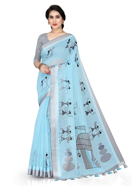 

KALINI Blue & Grey Warli Saree