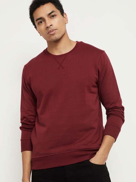 

max Men Burgundy Solid Sweatshirt