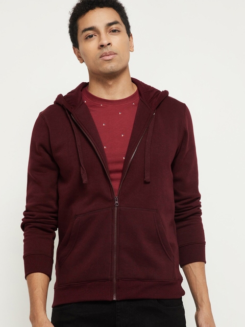 

max Men Burgundy Hooded Sweatshirt