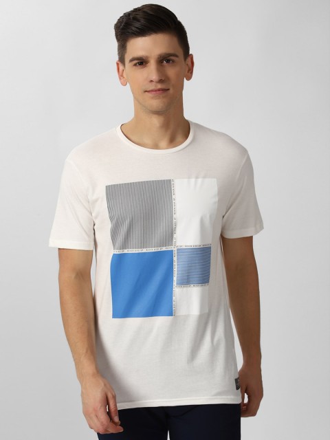 

Peter England Casuals Men Grey Colourblocked Slim Fit Cotton T-shirt