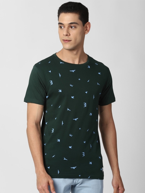 

Peter England Casuals Men Green Printed Slim Fit T-shirt