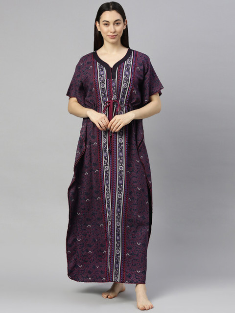 

GOLDSTROMS Purple Printed Maxi Kaftan Nightdress