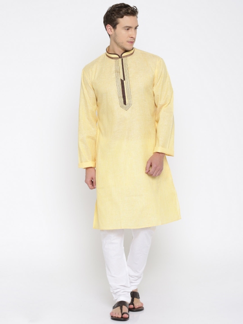

Rajyog Men Yellow & White Kurta Pyjama