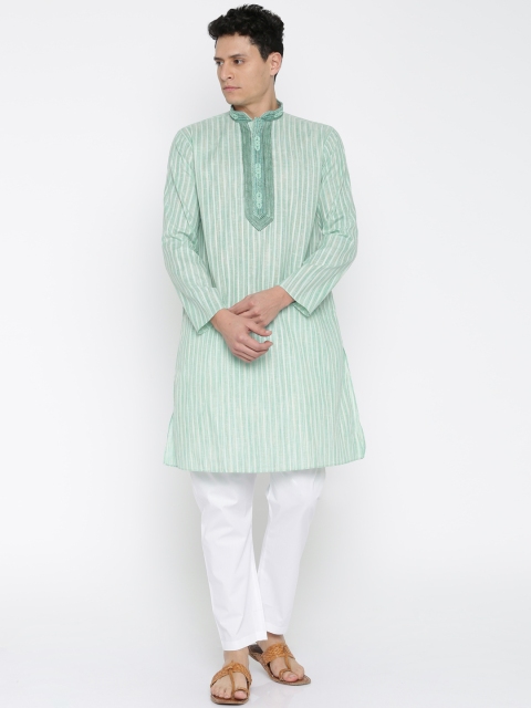 

Rajyog Men Green & White Kurta Pyjama