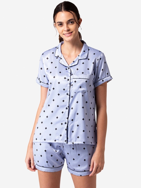 

Bellofox Women Grey Printed Satin Night Suit