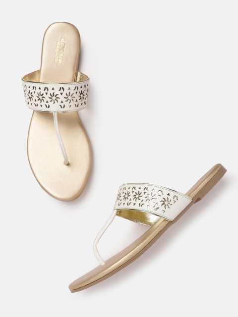 

Anouk Women Off White Floral Laser Cuts Textured Open Toe Flats