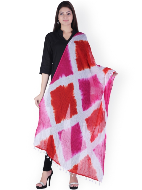 

SOUNDARYA Red & Pink Tie-Dyed Dupatta