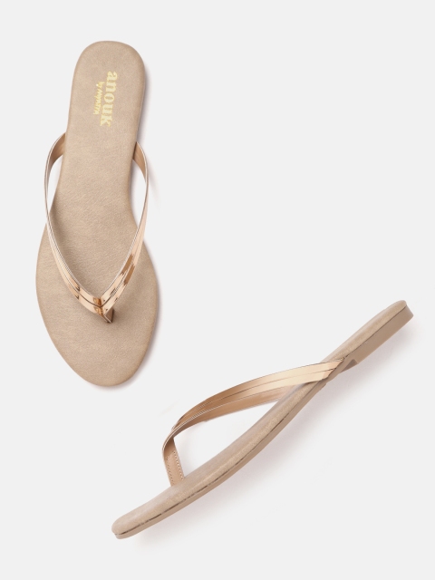 

Anouk Women Rose Gold-Toned Open Toe Flats