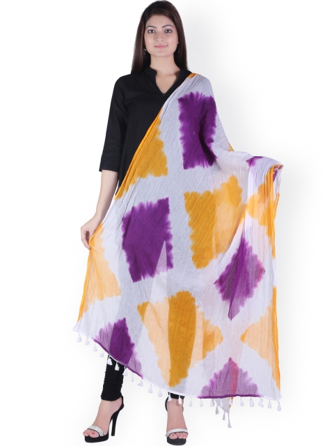 

SOUNDARYA Yellow & Purple Tie-Dyed Dupatta